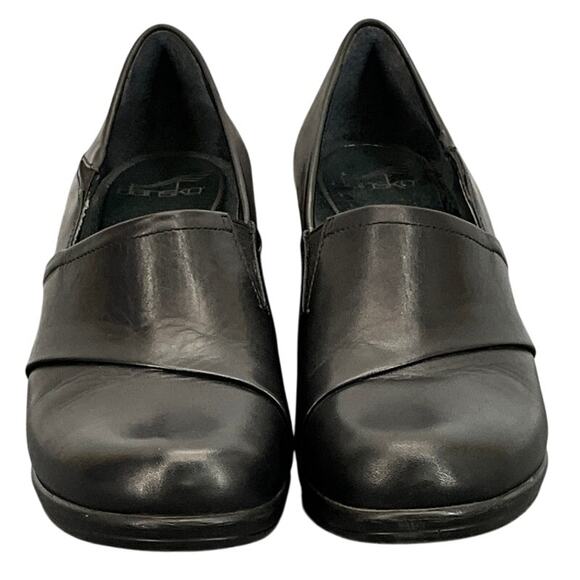 Dansko Rosaline Black Leather Slip On Comfort 3" Wedge Loafer Women 7/38 - Picture 6 of 10